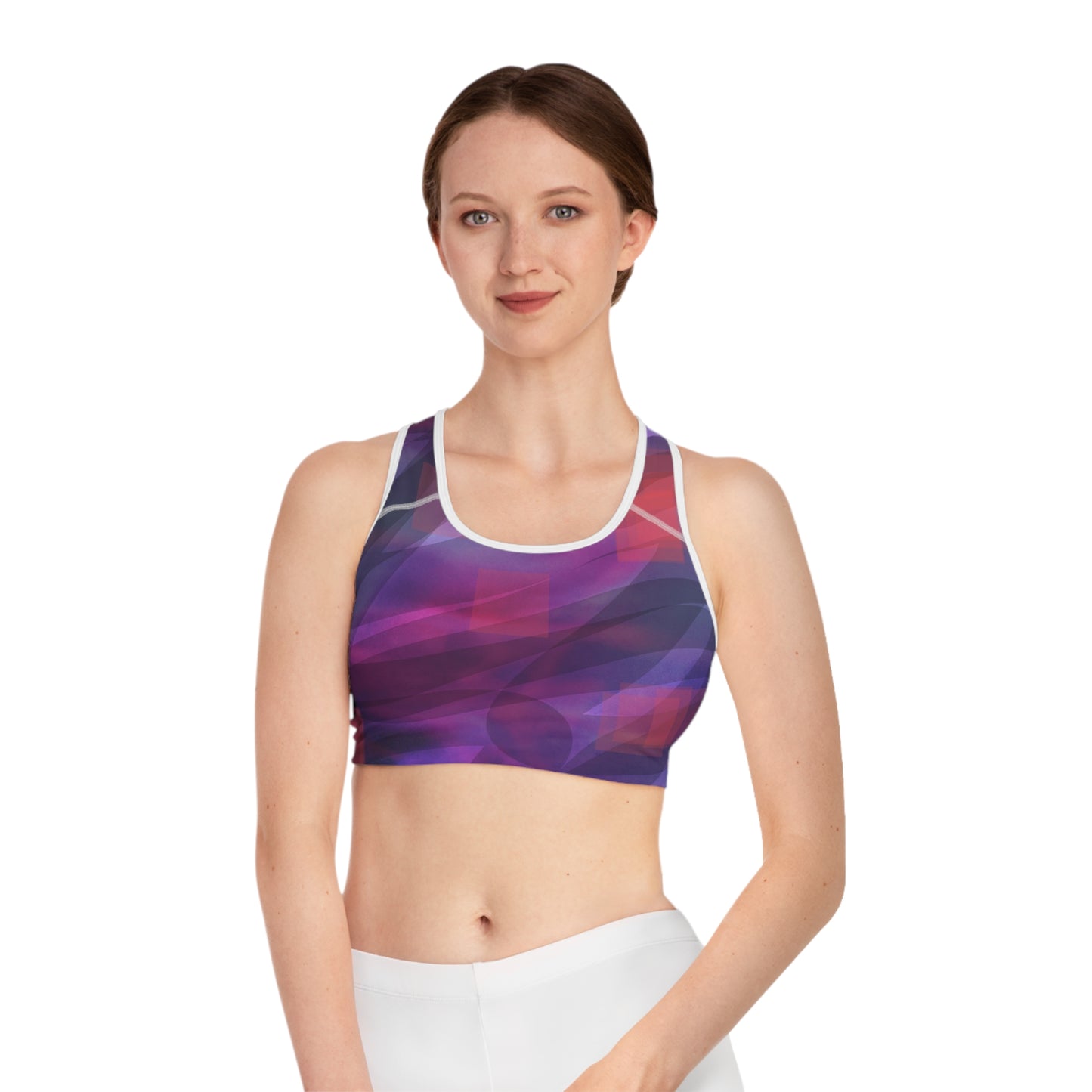GIA I: WH Trim Abstract Pattern Sports Bra - Stylish Activewear