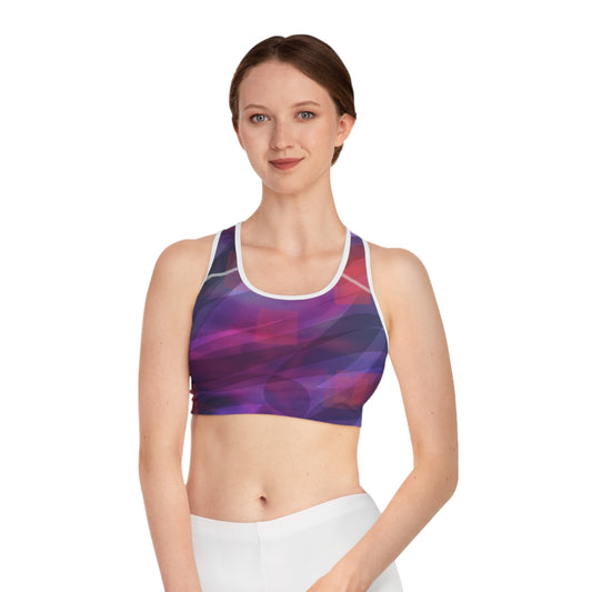 GIA I: WH Trim Abstract Pattern Sports Bra - Stylish Activewear