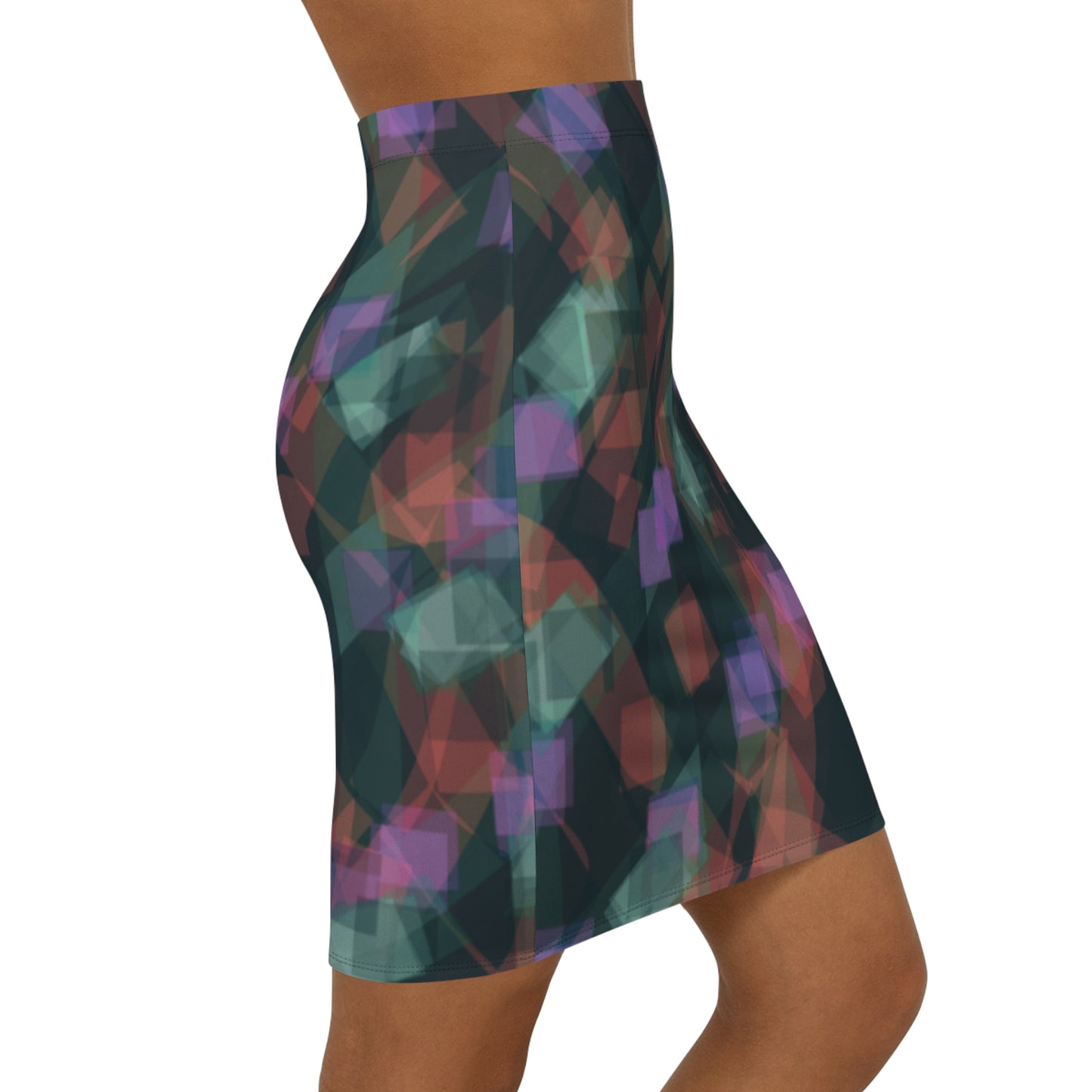 Jean:  Stylish Abstract Pattern Women's Mid-Waist Pencil Skirt - Perfect for Parties & Daytime Wear