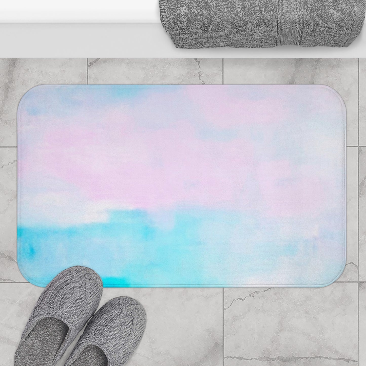 Pastel Song: (34"x21") Serene Pastel Bathmat - Soft Bathroom Rug, Spa Decor, Home Essentials, Gift for Her, Bathroom Accessories