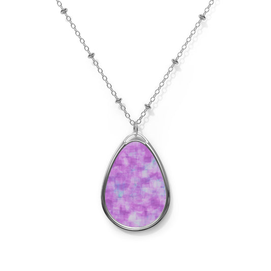 Betty:  Modern Oval Necklace - Elegant Violet Teardrop Pendant for Everyday Wear
