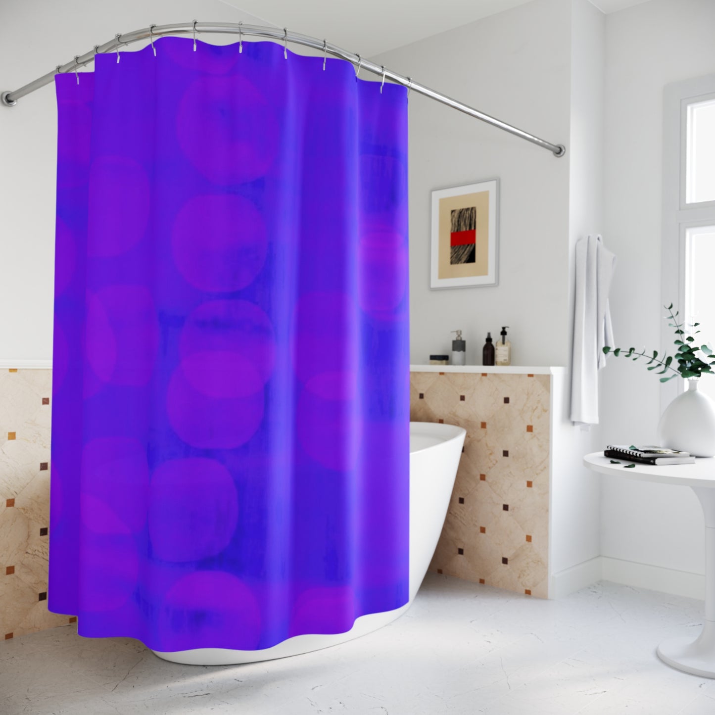 Roberta: Shower Curtain — Abstract Purple & Blue Gradient Bath Curtain
