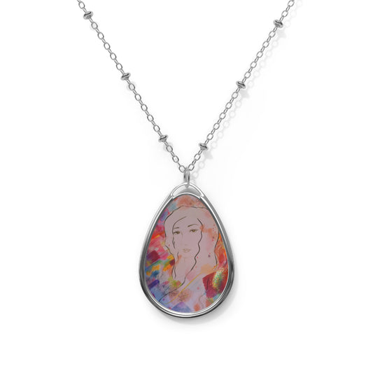 Pleiadian Sol:  Artistic Oval Necklace - Colorful Pendant with Unique Design
