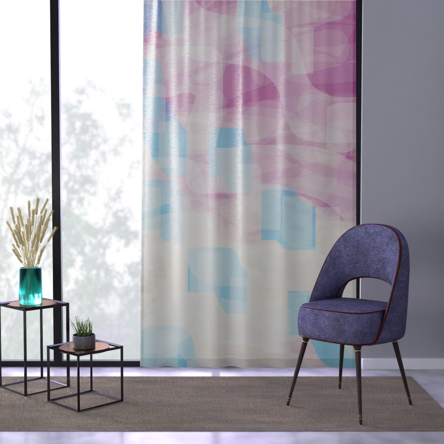 Lyra: Elegant Abstract Window Curtain, Dreamy Drapes, Home Decor, Modern Aesthetic, Colorful Sheer Panel, Living Room, Bedroom Accents