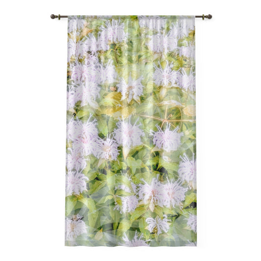Soft Flowerbed: Floral Beauty Wild Bergamot Sheer Window Curtain, Botanical Home Decor, Living Room Drapes, Nature Inspired Window Treatment, Soft Light Filter