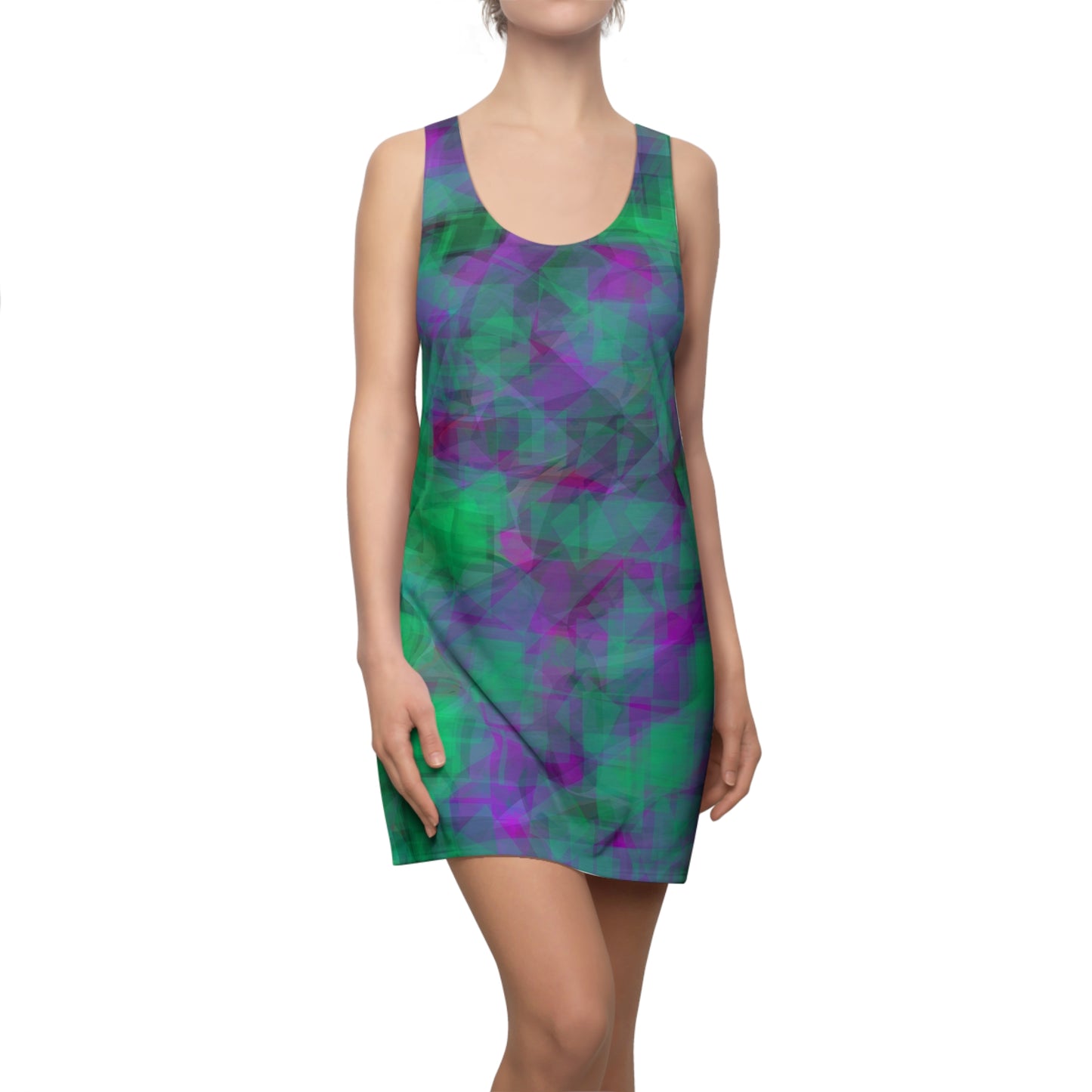 Gong:  Vibrant Geometric Racerback Dress for Summer Fun