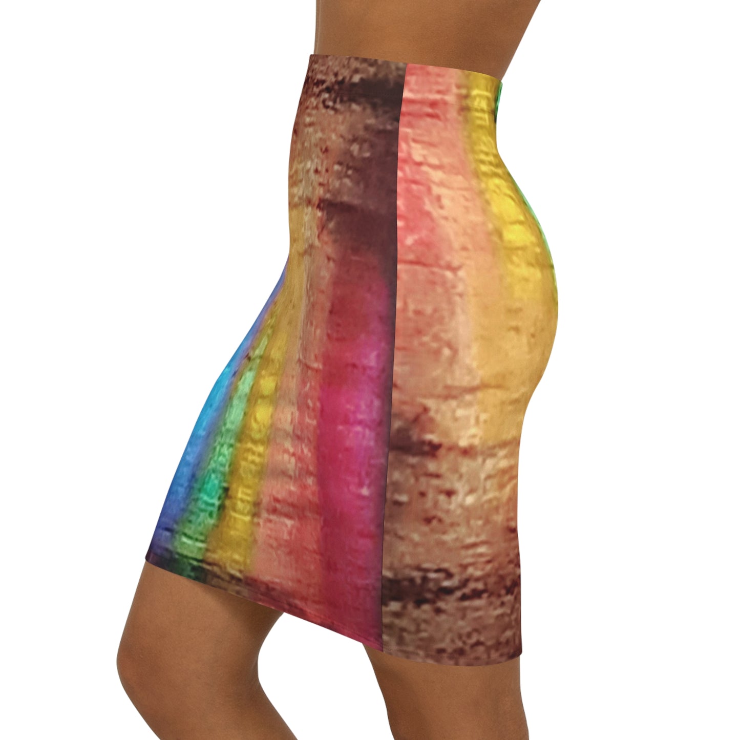 Neon Rain:  Women's Mid-Waist Pencil Skirt (AOP)