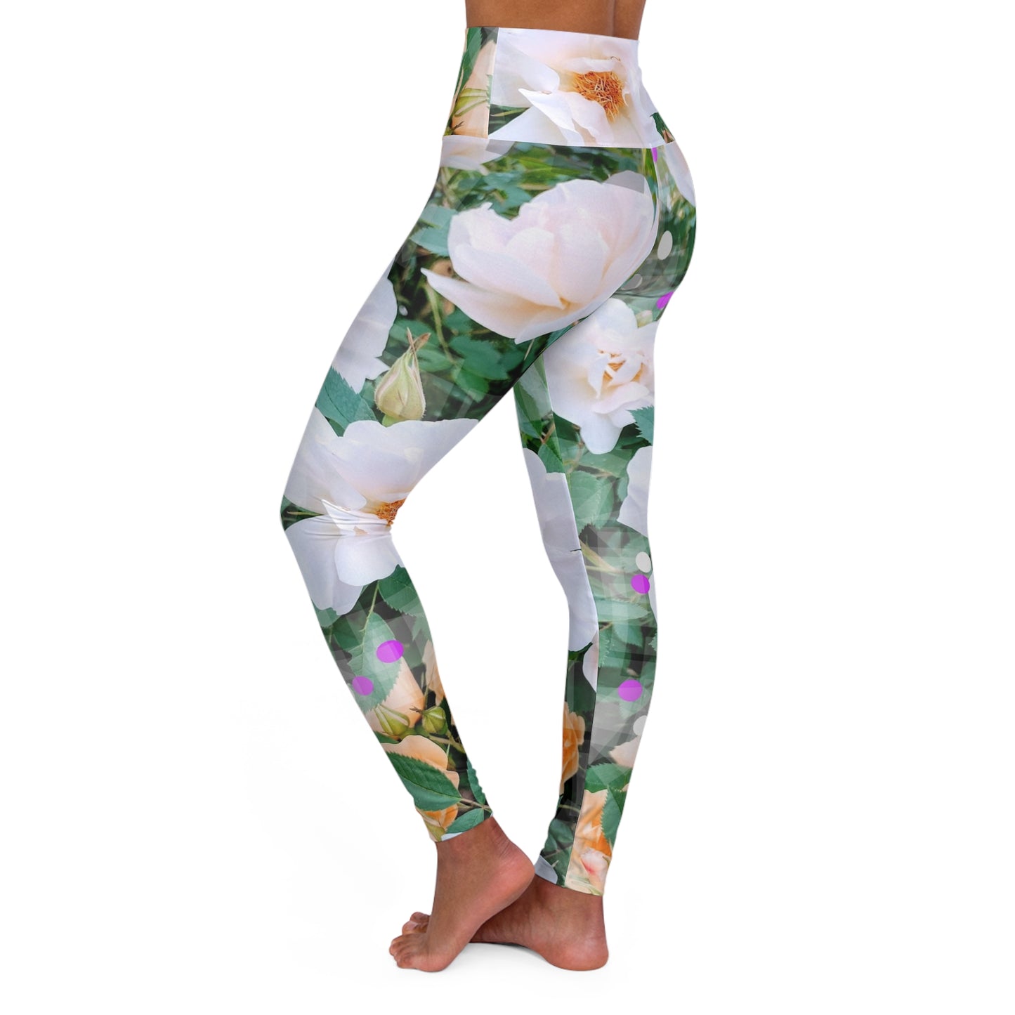 Divine Bouquet:  High Waisted Leggings, Beautiful Floral for Lovely Souls, Activewear, Casual Chic Streetwear