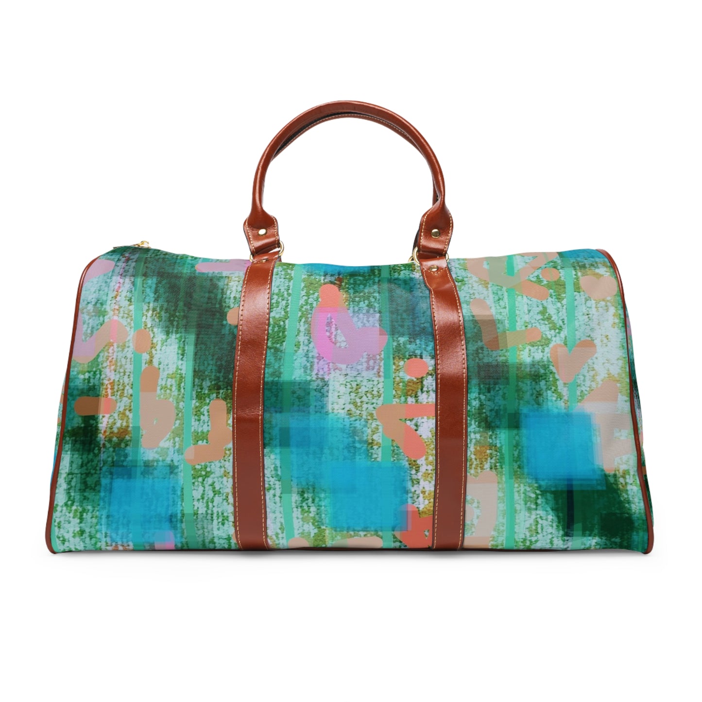 Tuesday Afternoon:  Colorful Waterproof Travel Bag - Stylish Weekender with Brown Accents