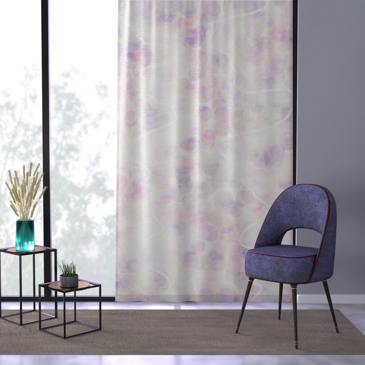 Innocent Memories: Sheer Pastel Vibes Curtain – Soft Lavender & Blush Window Panel