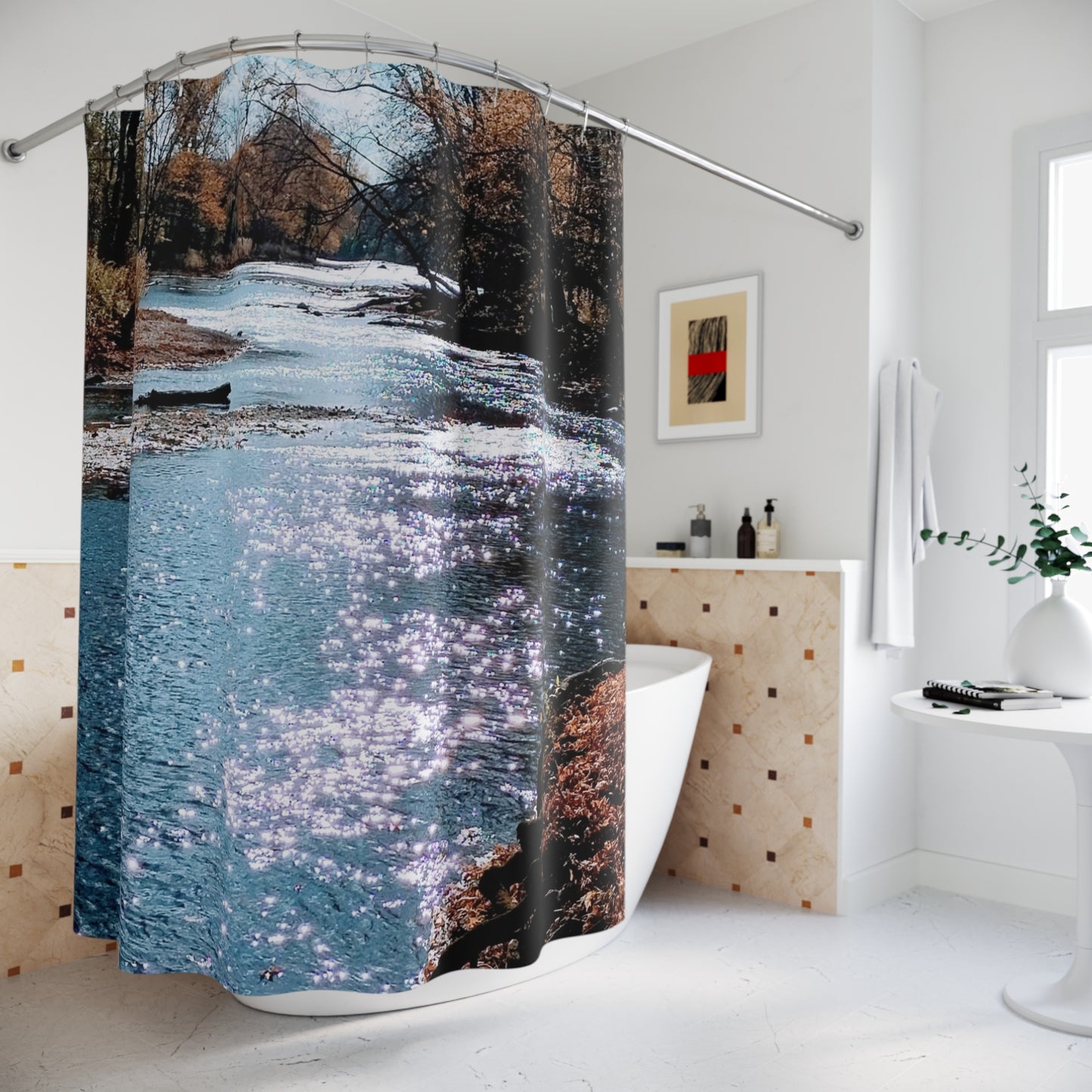 Shimmer Creek: Polyester Shower Curtain