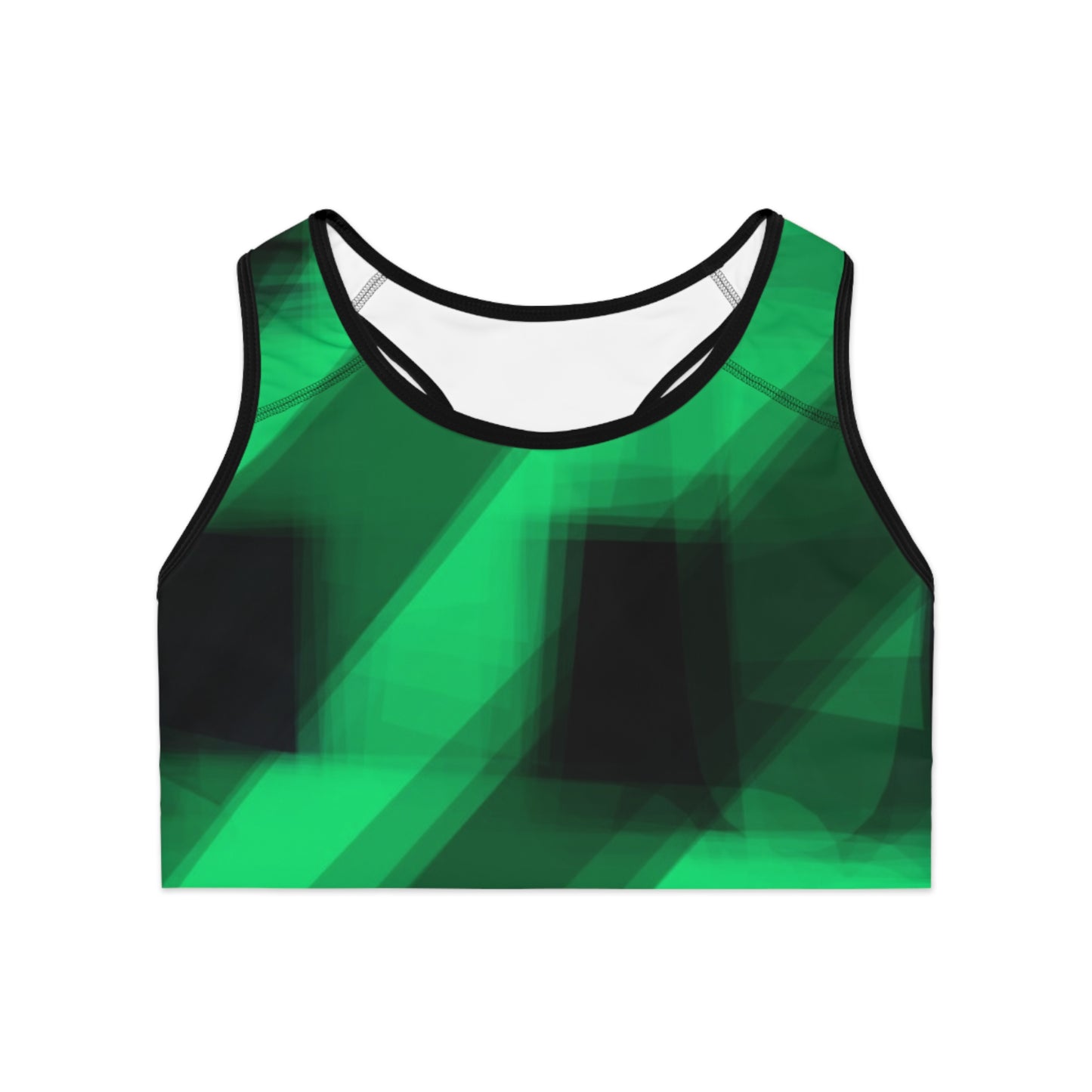 Electra Land II: BLK Trim Stylish Abstract Green Sports Bra for Active Women