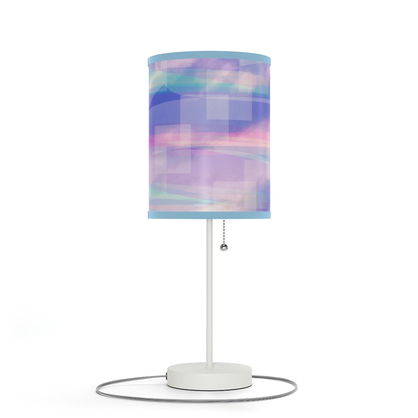 Gloria:  Blue Trim; Modern Purple Geometric Table Lamp - Stylish Home Decor for Living Room & Bedroom