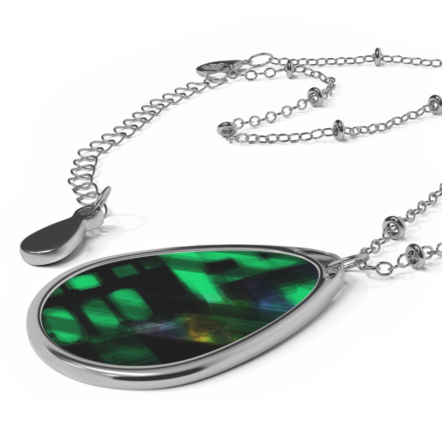 Electra Land:  Elegant - Fun - Night Mood Oval Necklace - Teardrop Pendant - Unique Souls Inspiration