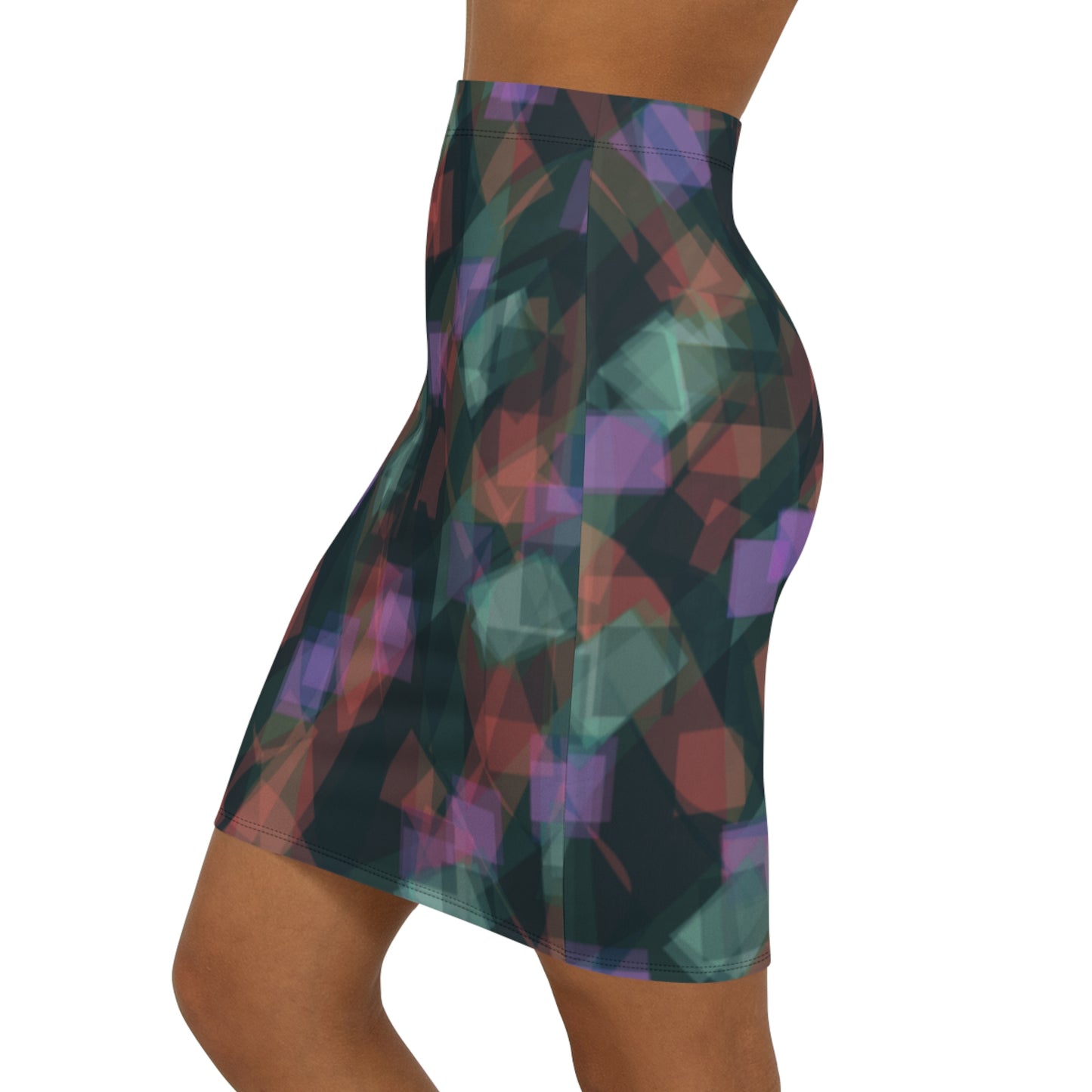 Jean:  Stylish Abstract Pattern Women's Mid-Waist Pencil Skirt - Perfect for Parties & Daytime Wear