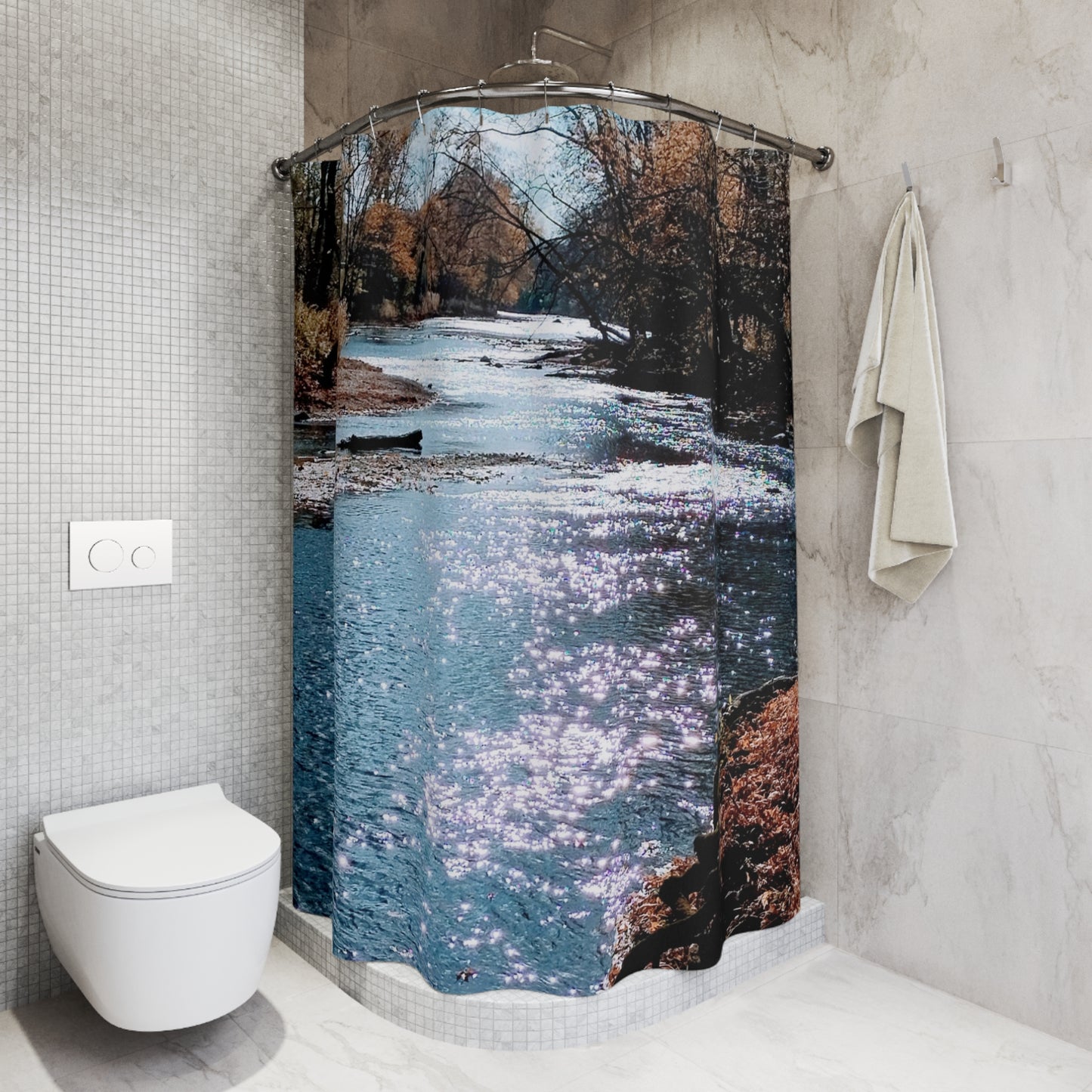 Shimmer Creek: Polyester Shower Curtain