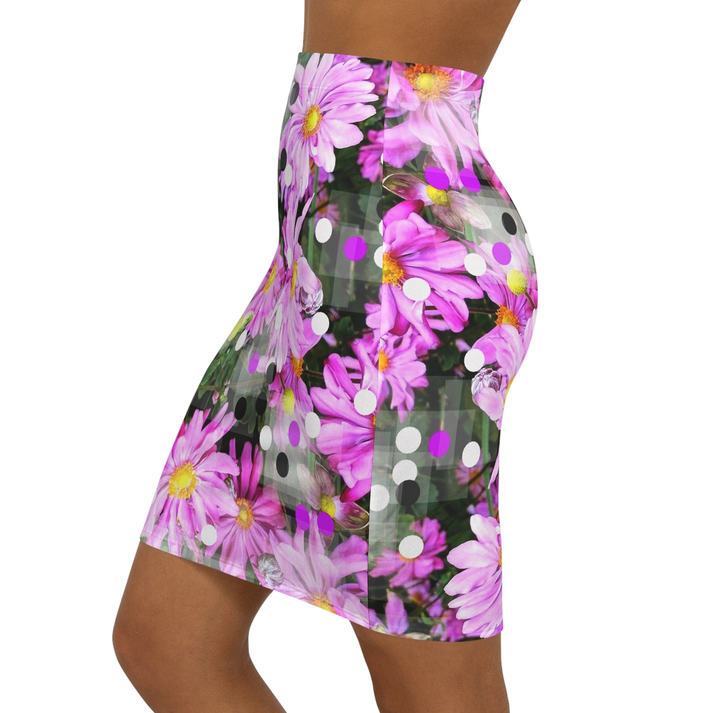 Pink Daisies:  Women's Mid-Waist Pencil Skirt (AOP)