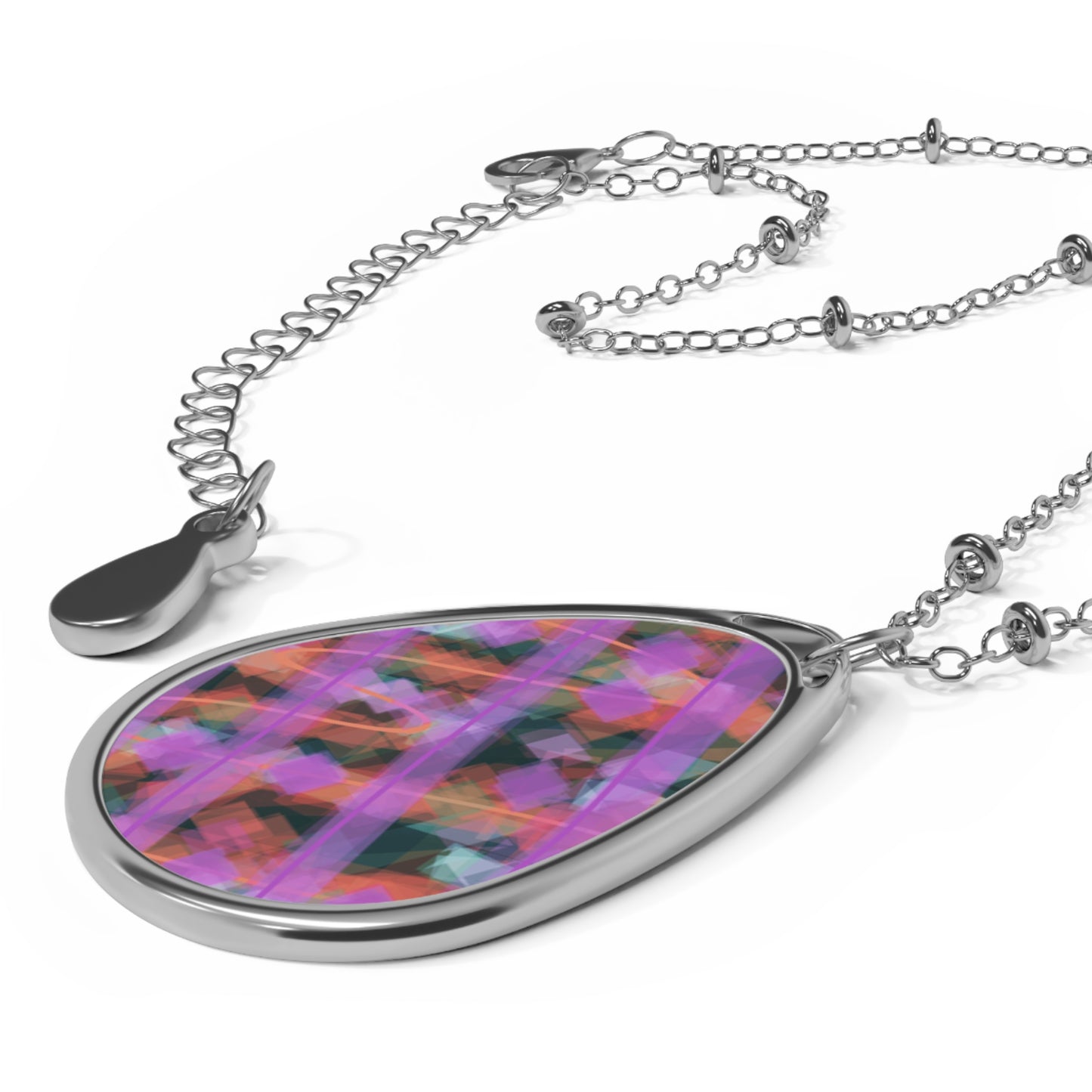 Rita:  Magical Lush Vibes Oval Necklace - Elegant Abstract Art Teardrop Pendant Jewelry