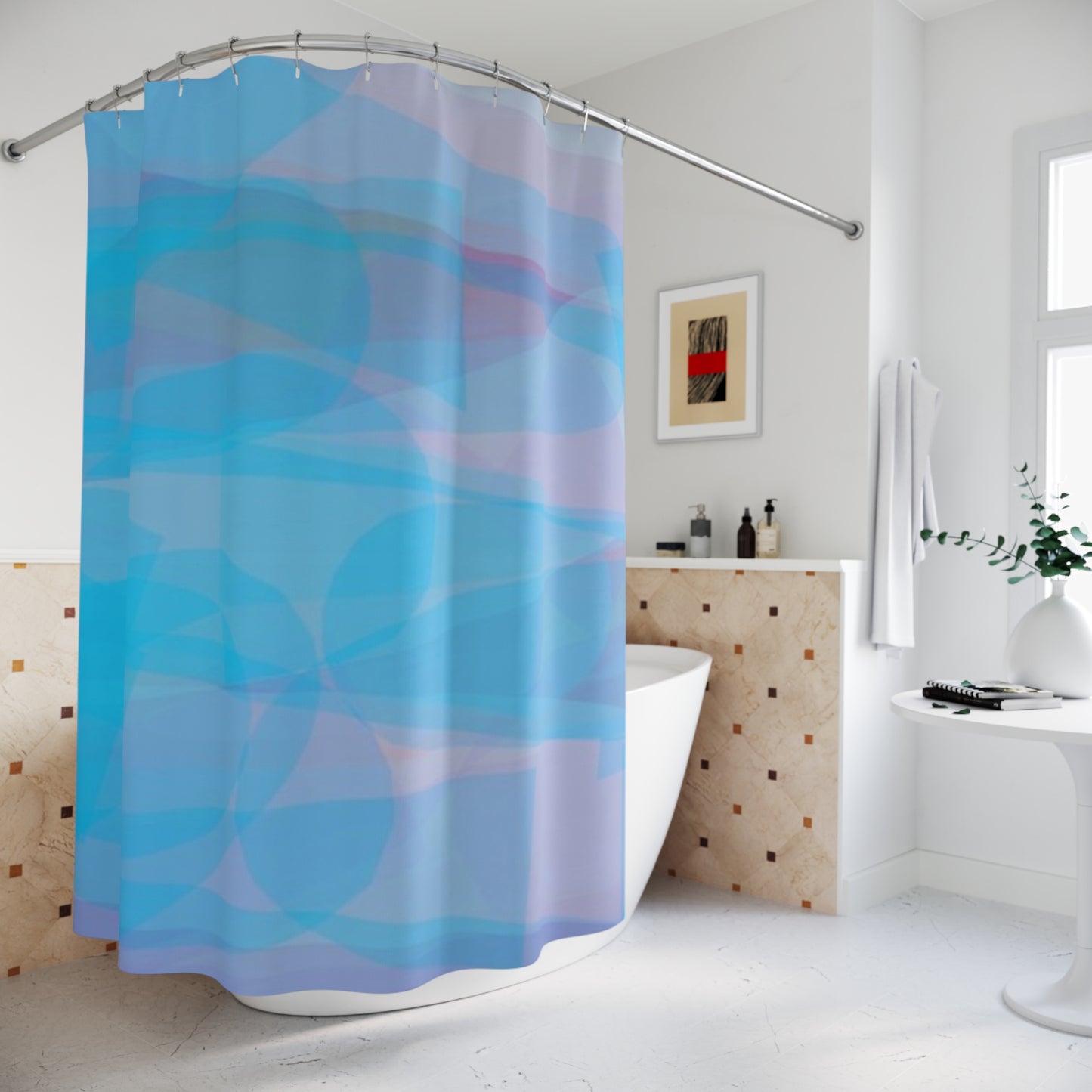 Mellow: Serene Ocean-Inspired Shower Curtain, Bathroom Decor, Gradient Curtains, Relaxing Vibe, Spa-Style Home Accessory, Gift for Beach Lovers
