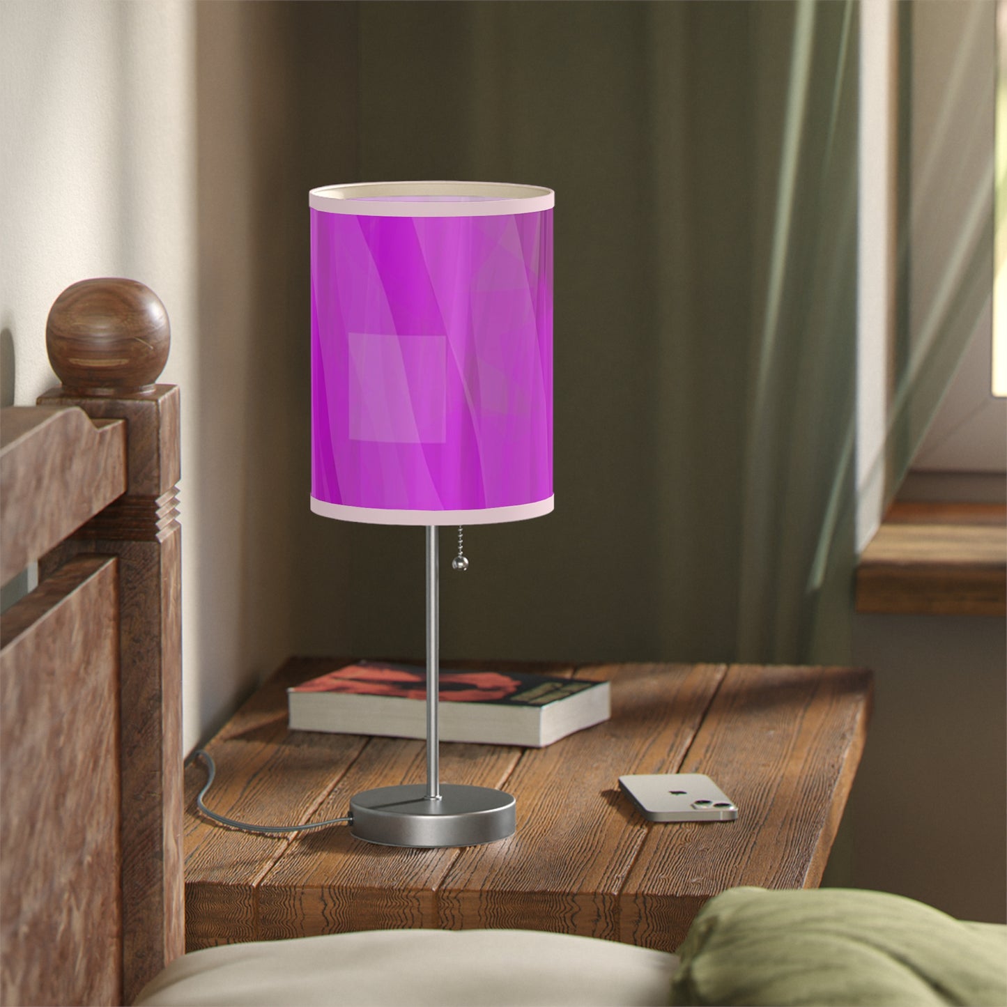 Prudence:  Light Pink Trim; Vibrant Magenta Accent Lamp for Home Decor, Modern Table Lamp, Unique Lighting, Bedroom Nightstand, Stylish Gift for Her