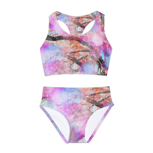 Aura:  Girls Two Piece Swimsuit (AOP): 3 to 4 yrs