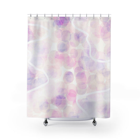 Innocent Memories: Pastel Bubble Shower Curtain — Soft Blush & Lavender Bathroom Décor