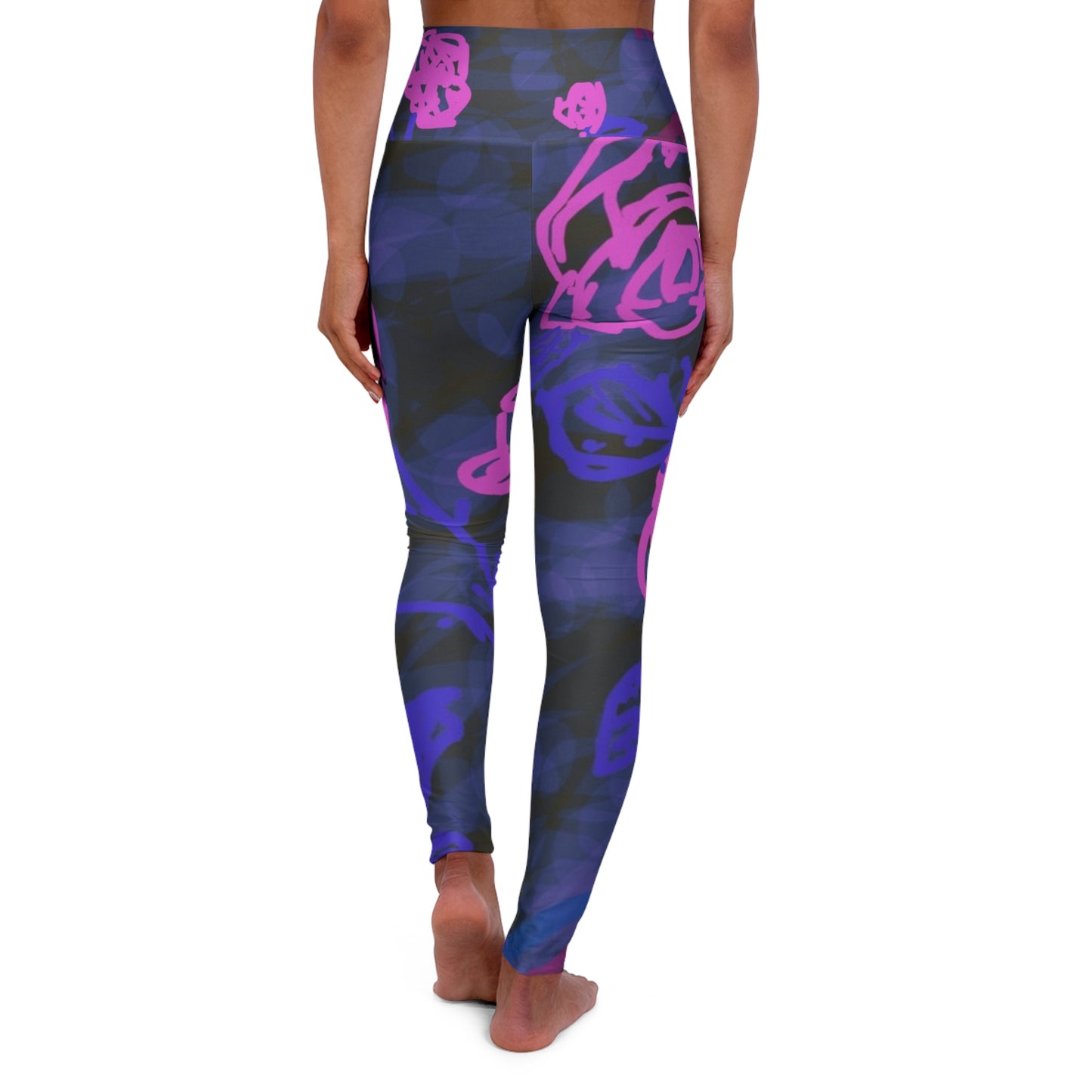 Night Roses: High Waisted Stylish Leggings with Abstract Floral Design | Fitness Apparel, Dance Wear, Streetwear, Activewear, Gift for Her