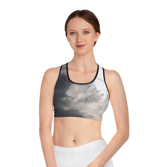 Storm:  Cloudy Sky Sports Bra, Fitness Apparel, Workout Gear, Yoga Top, Activewear, Gifts for Her, AOP Bra