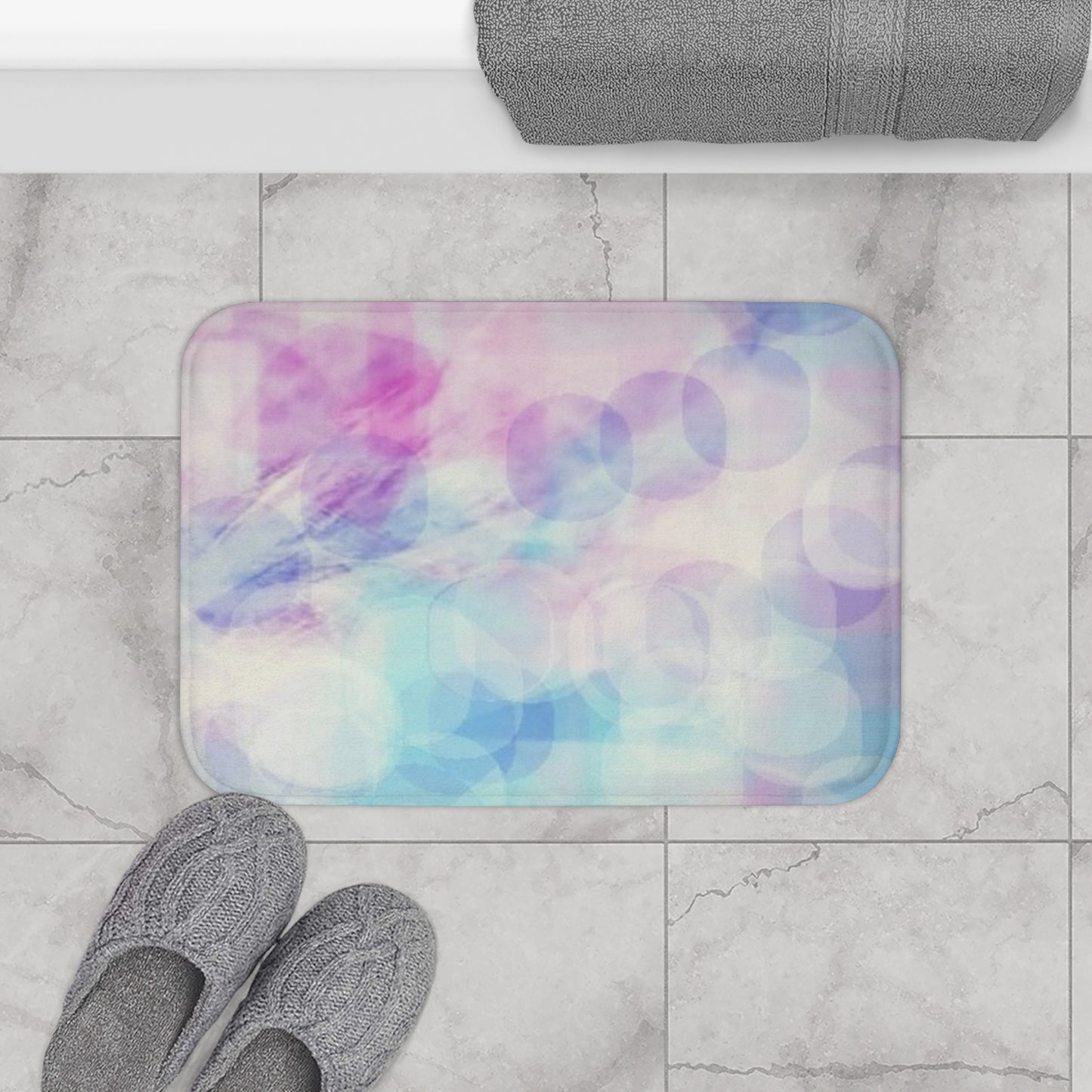 Paradis: (24"x17") Pastel Bokeh Bathmat | Soft Bathroom Decor for Relaxation, Perfect Gift for Housewarming, Spa Vibe, Cozy Decor