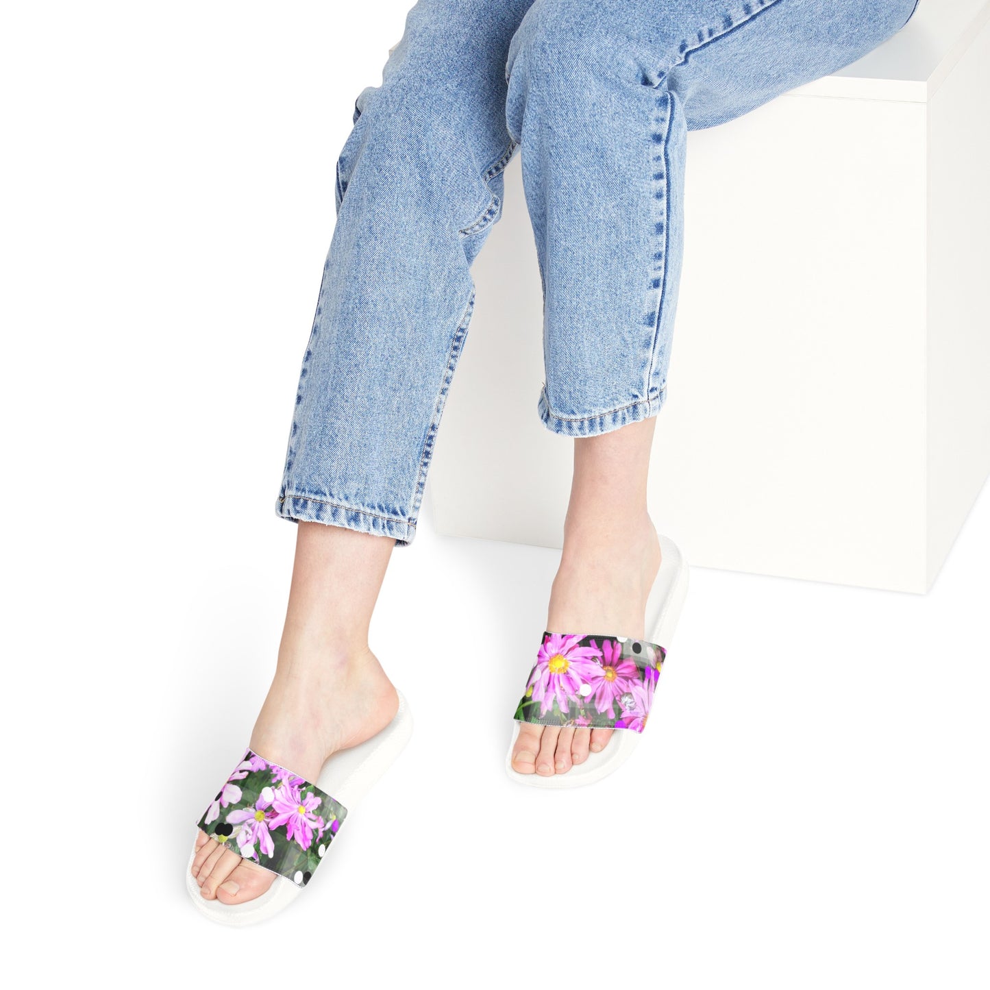 Pink Daisies:  Women's PU Slide Sandals