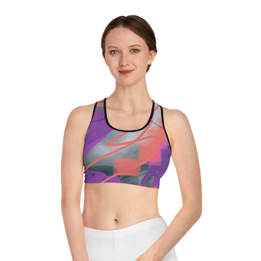 Mel: (Blk Trim) Vibrant Patterned Sports Bra | Comfortable Dance Top, Fitness Apparel, Workout Gear, Activewear, Gift for Athletes