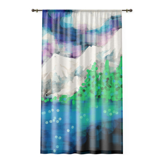 Earth Realms:  Mountain Landscape Window Curtain, Vibrant Home Decor, Nature Inspired Curtains, Boho Living Room, Bedroom Drapes, Gifts for Nature [...]