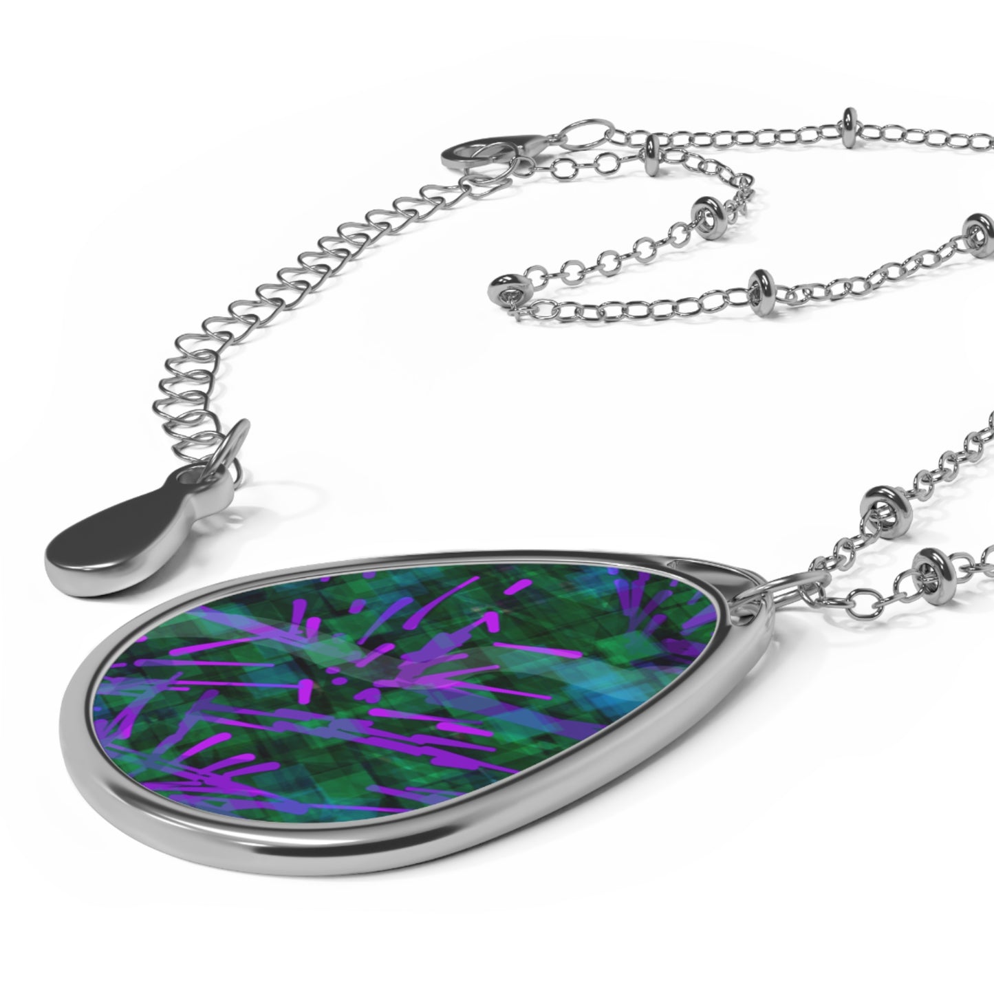 Daphne:  Mysterious Feminine Abstract Art Oval Necklace - Teardrop Pendant for Casual & Formal Wear, Classy Gift Idea