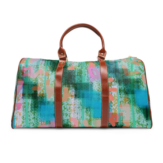 Tuesday Afternoon:  Colorful Waterproof Travel Bag - Stylish Weekender with Brown Accents