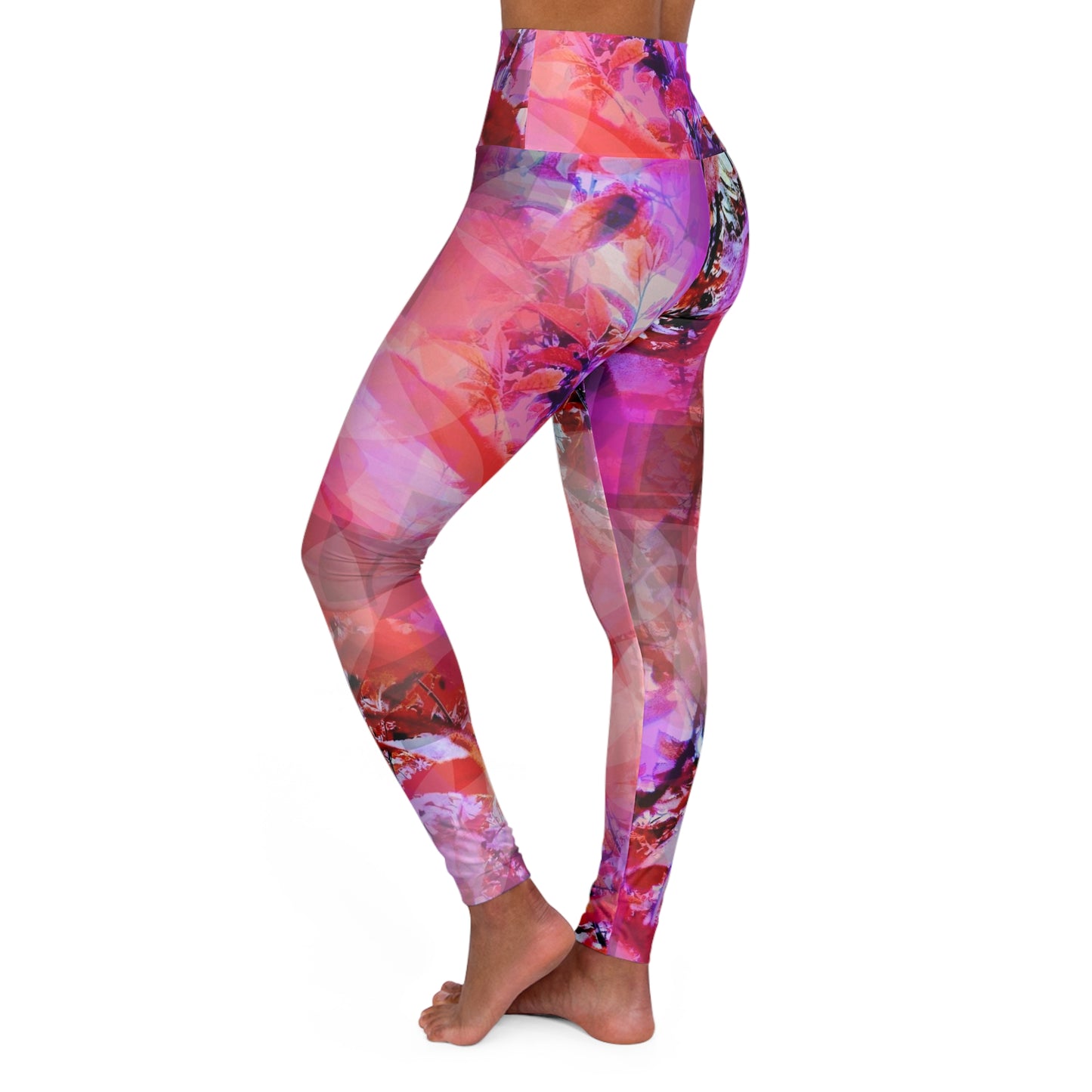 Garnet: Abstract Nature Lovers High Waisted Workout Leggings, Fitness Legwear, Trendy Workout Pants, Gym Apparel, Stylish Activewear