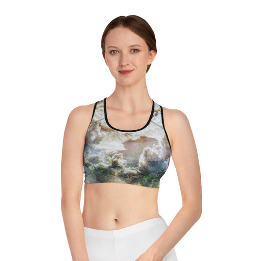 Portalis II: Blk Trim; High Vibes Artistic Sports Bra for Active Women, Gym Wear, Fitness Top, Dance Bra, Unique Workout Apparel