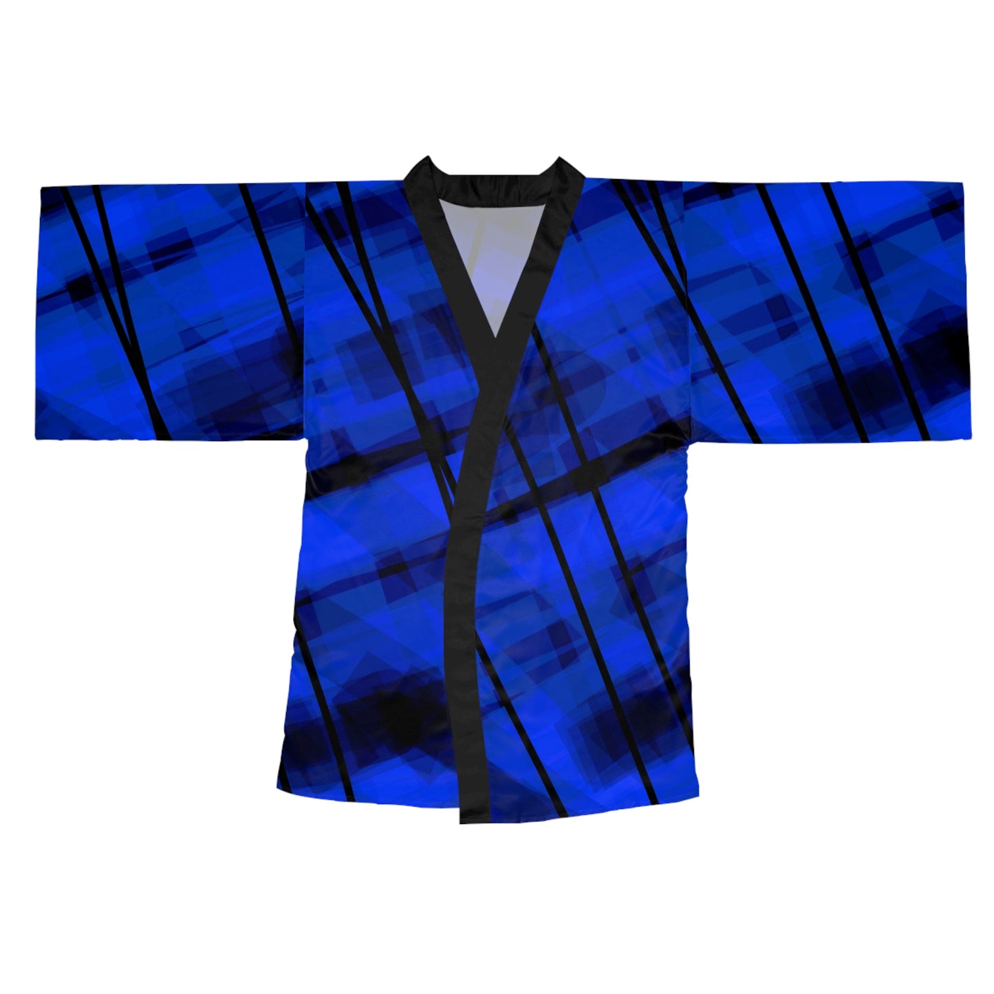 Crazy Sapphire:  Stylish Blue Plaid Long Sleeve Kimono Robe - Relaxed Comfort for Every Occasion