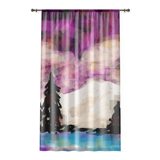 Earth Realms II:  Mountain Aurora Window Curtain, Boho Chic Decor, Nature Inspired Home, Living Room Drapes, Colorful Bedroom Accent, Artful Window Treatment