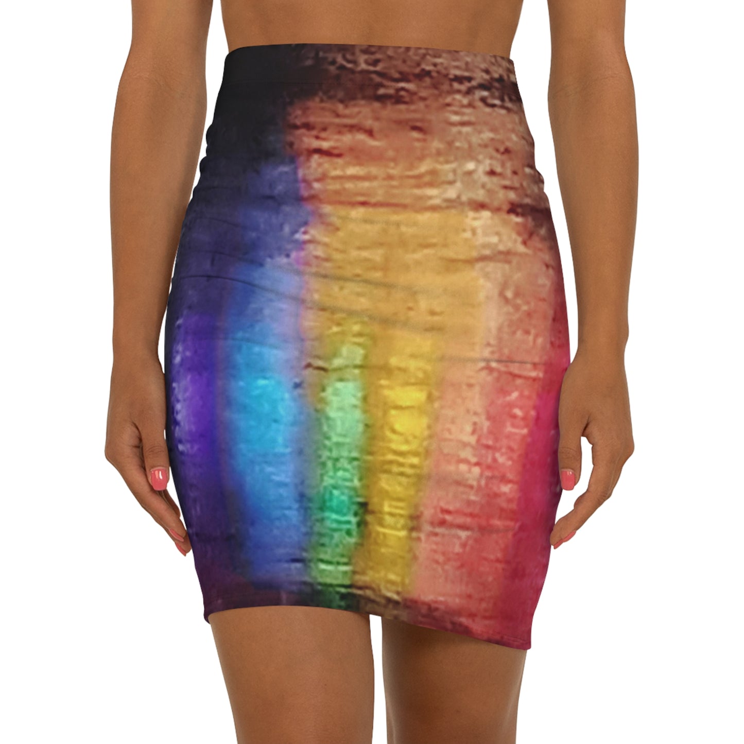 Neon Rain:  Women's Mid-Waist Pencil Skirt (AOP)