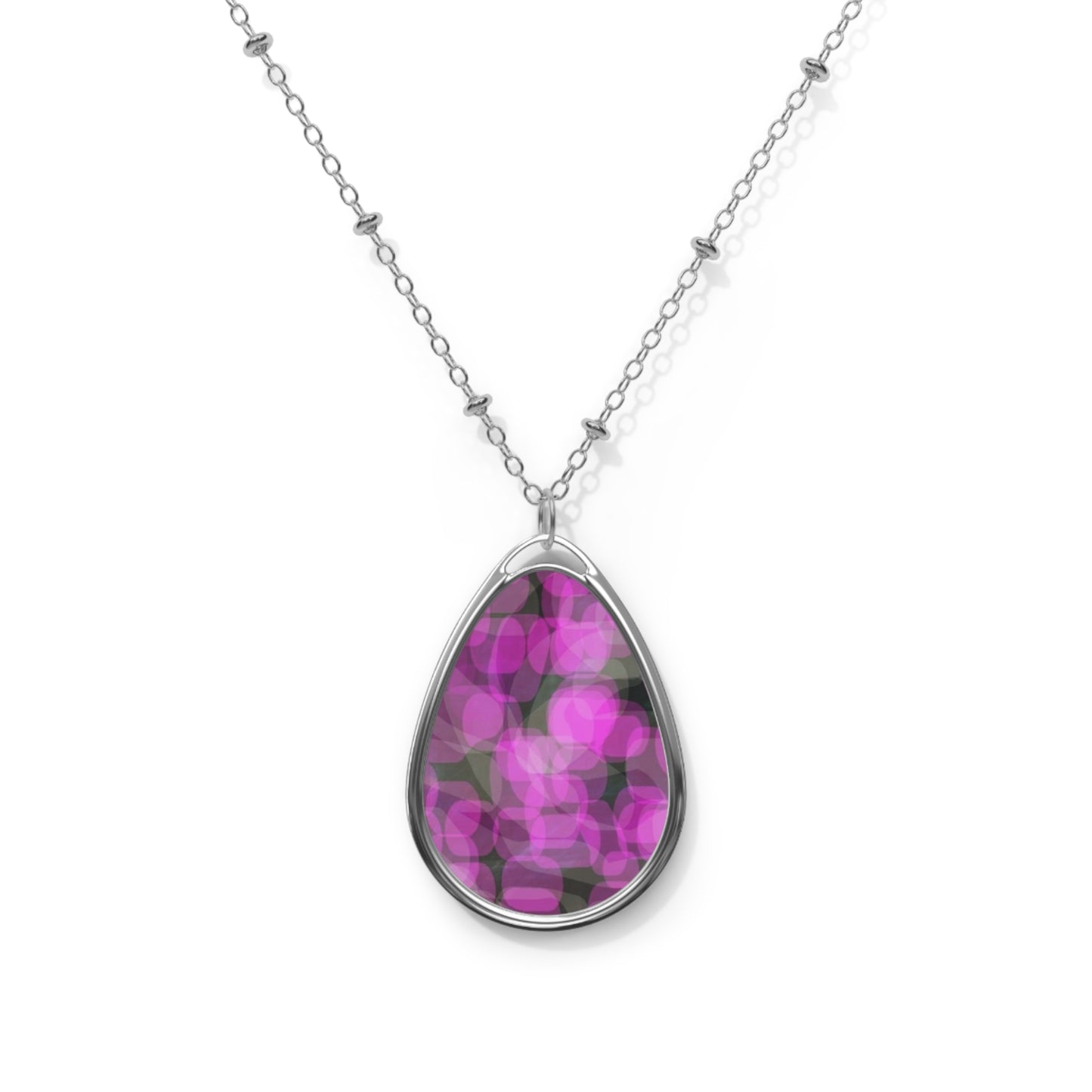 She Loves: Lovely Feminine Vibes, Abstract Art Oval Necklace - Ethereal Jewelry, Gift for Her, Pretty Necklace, Colorful Accessories, Statement Piece