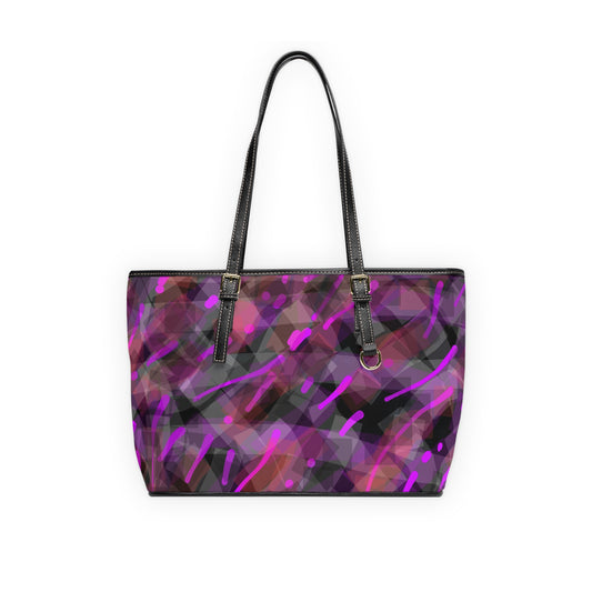 Classy Joint:  Vibrant PU Leather Shoulder Bag - Bold Geometry Design