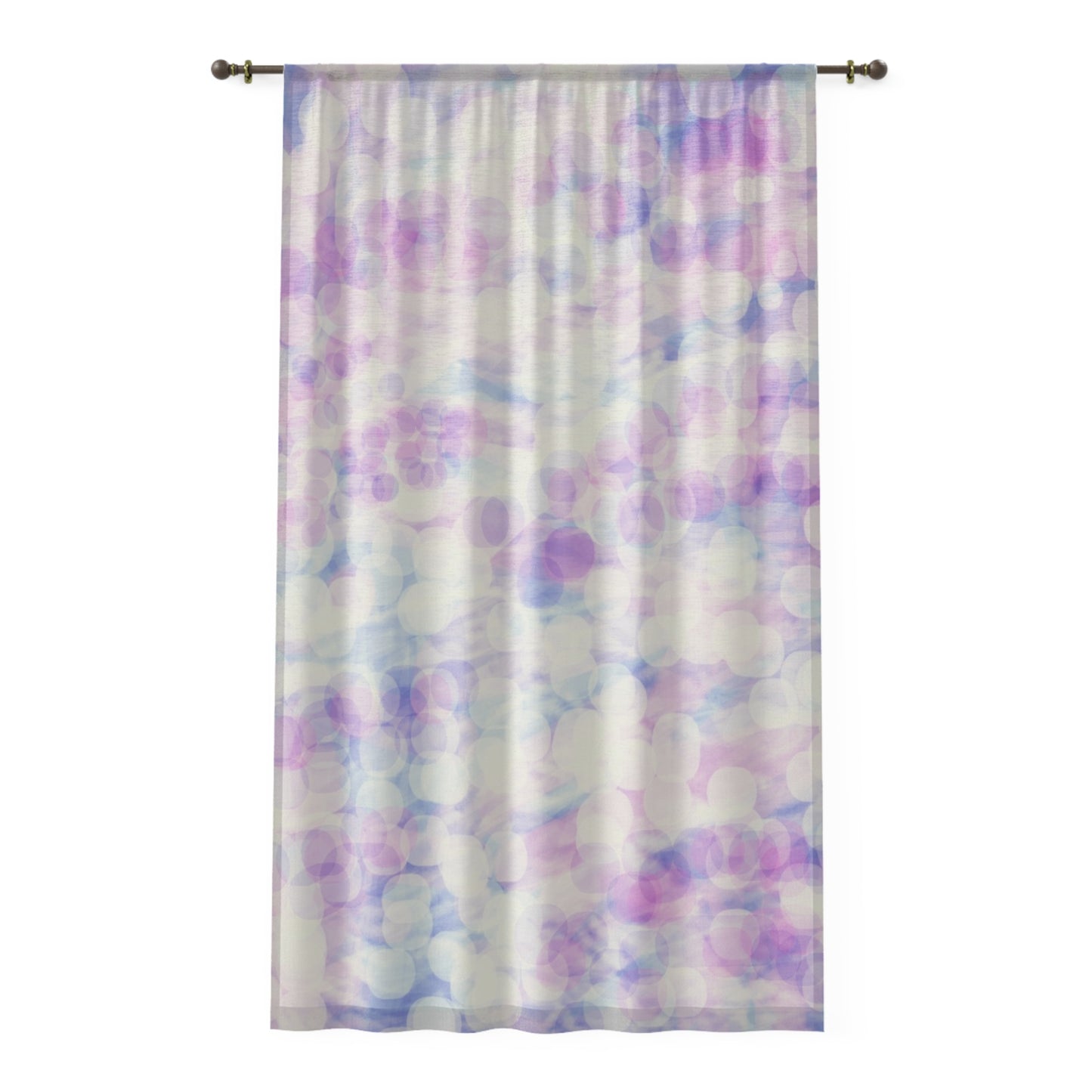 Sprite: Sheer Pastel Bokeh Window Curtain — Soft Lavender & Blue Sheer Drapes