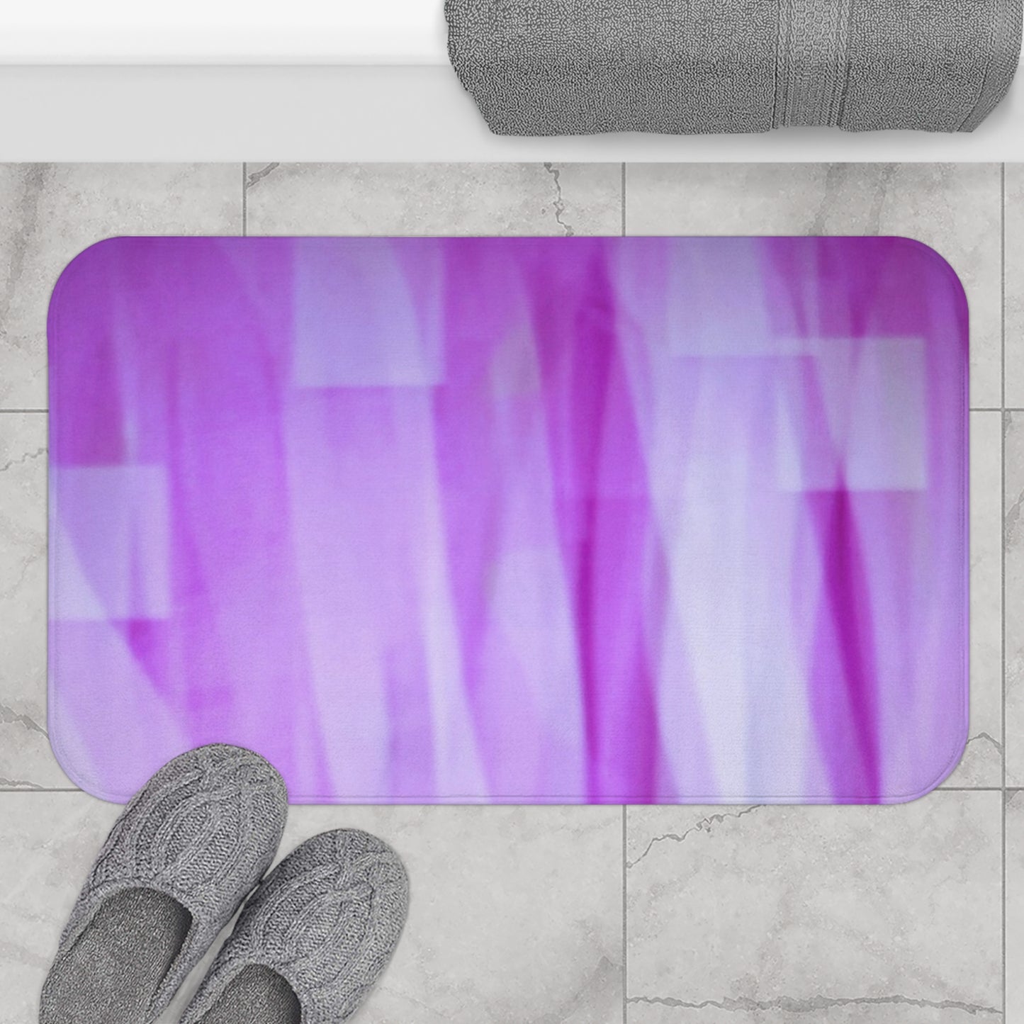 Amethyst Waves: (34"x21") Soft Purple Tones Bathmat - Plush Bathroom Rug, Home Decor, Gift for Housewarming, Spa Vibes, Hygge Bathroom Essentials