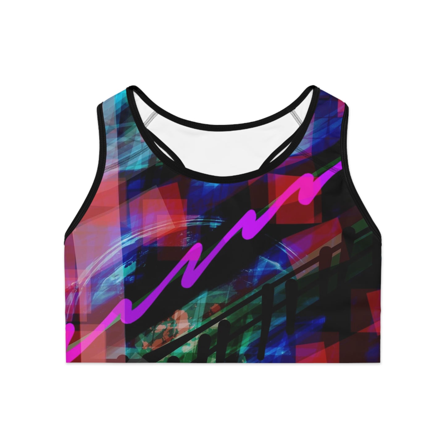 Marianne:  Vibrant Abstract Sports Bra for Yoga & Workout