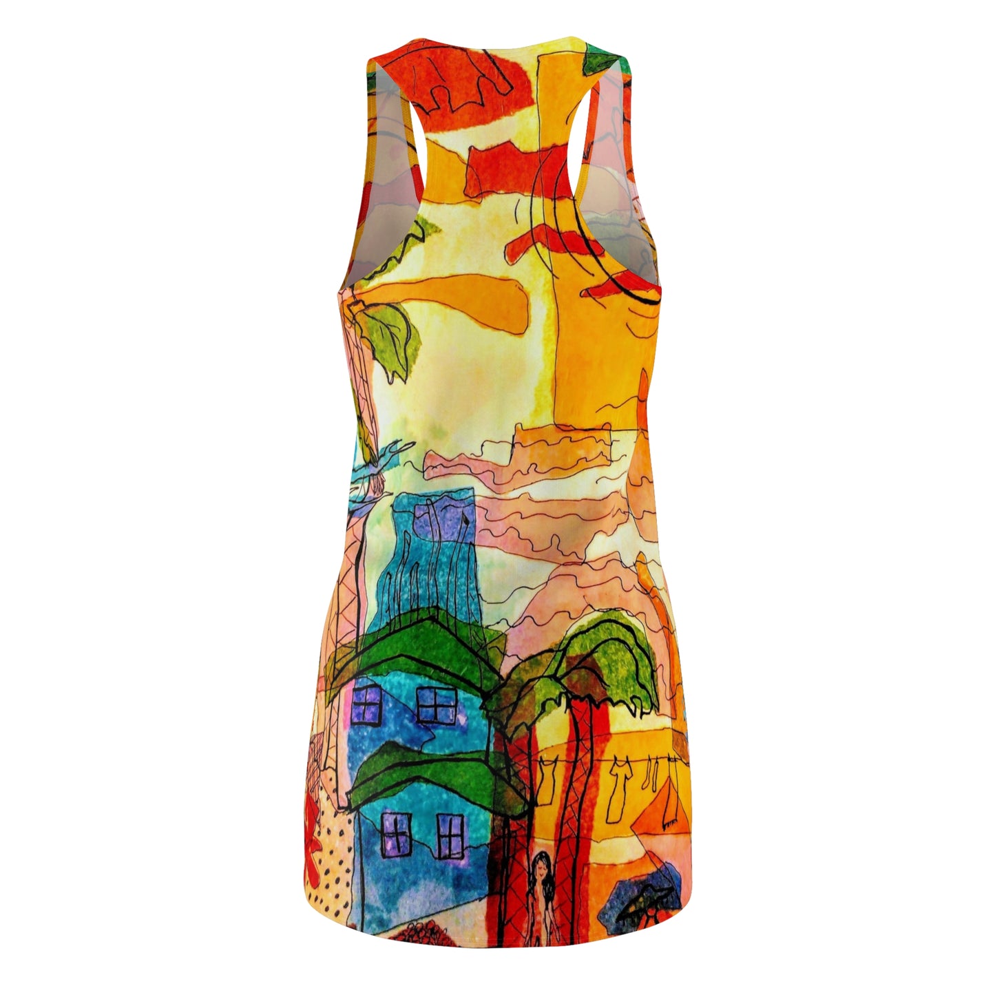 Sunset Village: Women's Cut & Sew Racerback Dress (AOP)