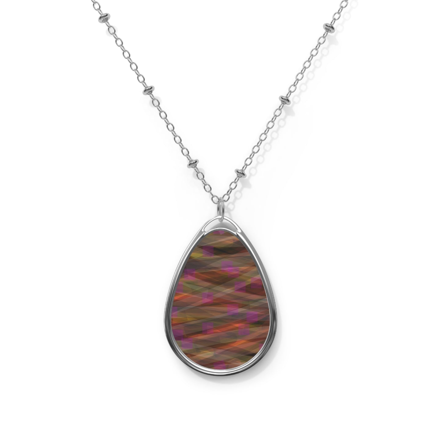 Cheyenne:  Elegant Oval Necklace - Colorful Teardrop Pendant for Everyday Wear
