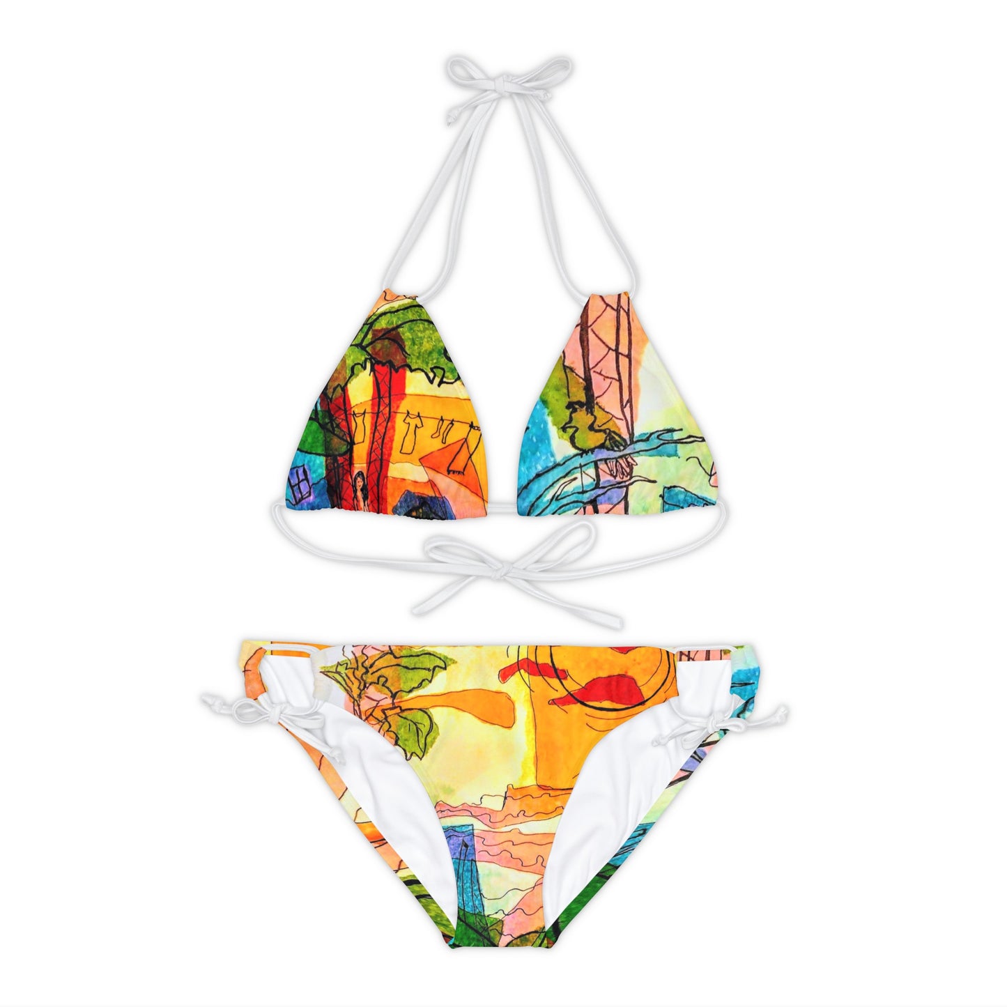 Sunset Village: Strappy Bikini Set (AOP)