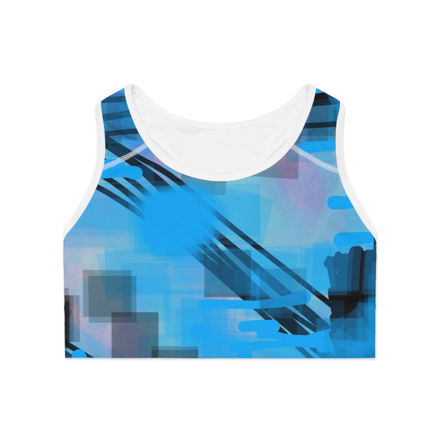 Isabeau:  Stylish Blue Abstract Sports Bra for Active Lifestyle