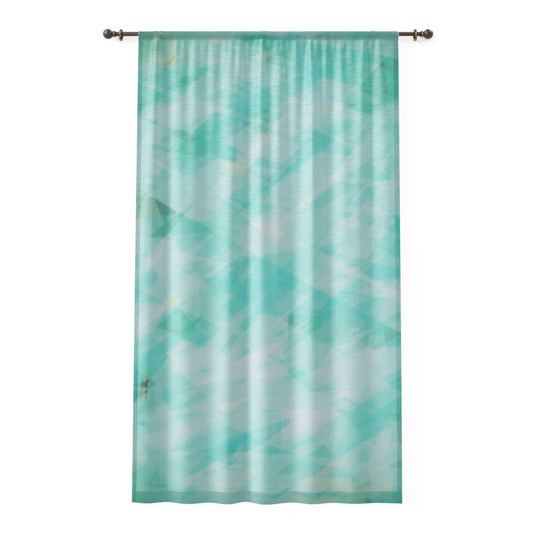 Mountain Stream: Aqua Abstract Window Curtain, Light Filtering Drapes, Ethereal Home Decor, Living Room, Bedroom, Breezy Coastal Style