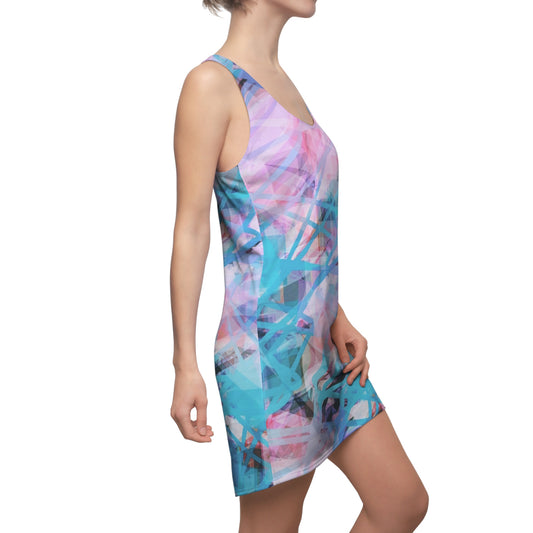 A Little Patience:  Pastel Abstract Women's Racerback Dress - Perfect for Summer, Festivals, Beachwear, Casual Outings, and Celebrations